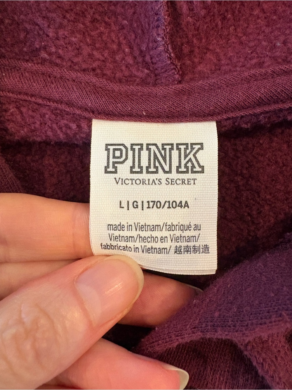 PINK Victoria's Secret Burgundy 'LOVEPINK' Crewneck Hoodie - Picture 3 of 4
